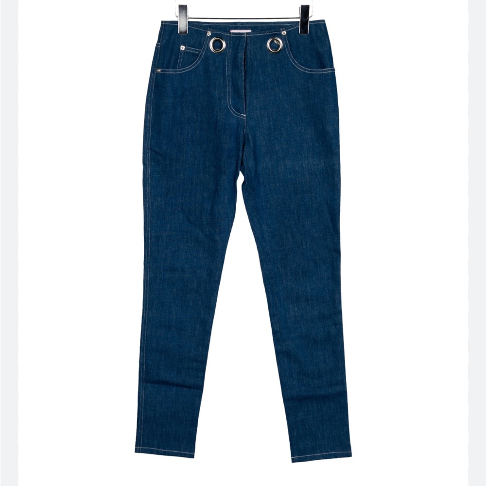 Miaou Skinny Leg High Rise Grommet Blue Denim Jean Pants Size 30